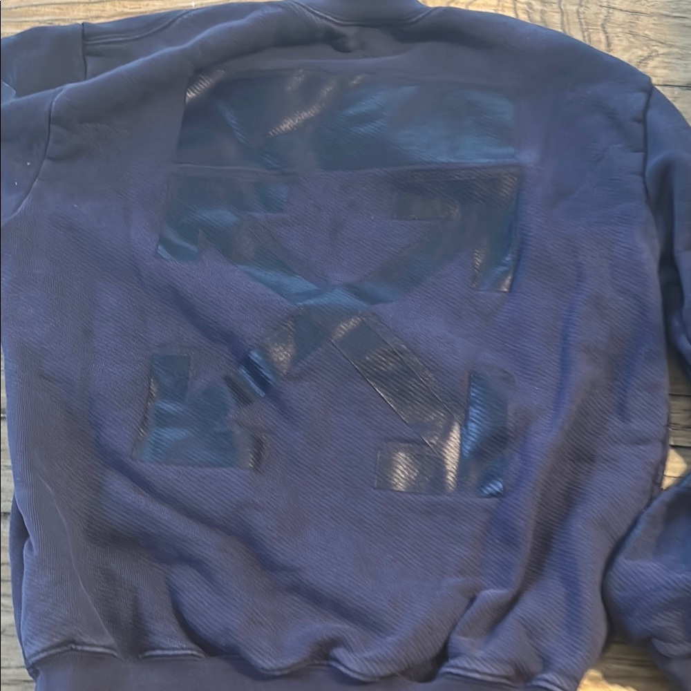 Off-White Blue Crewneck Sweater with Graphic Design